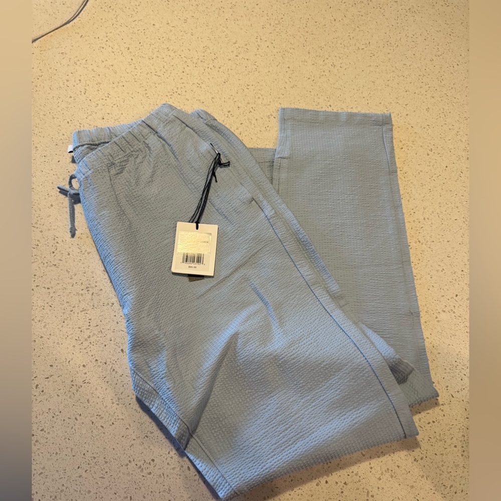 Onia Light Blue Men's 30Wx30L Seersucker Drawstring Pants NWT $95 Retail